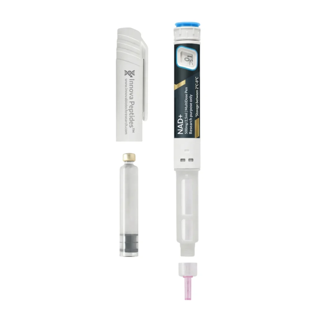 Comprar NAD+ 500mg en formato pluma multidosis para investigación en longevidad celular.